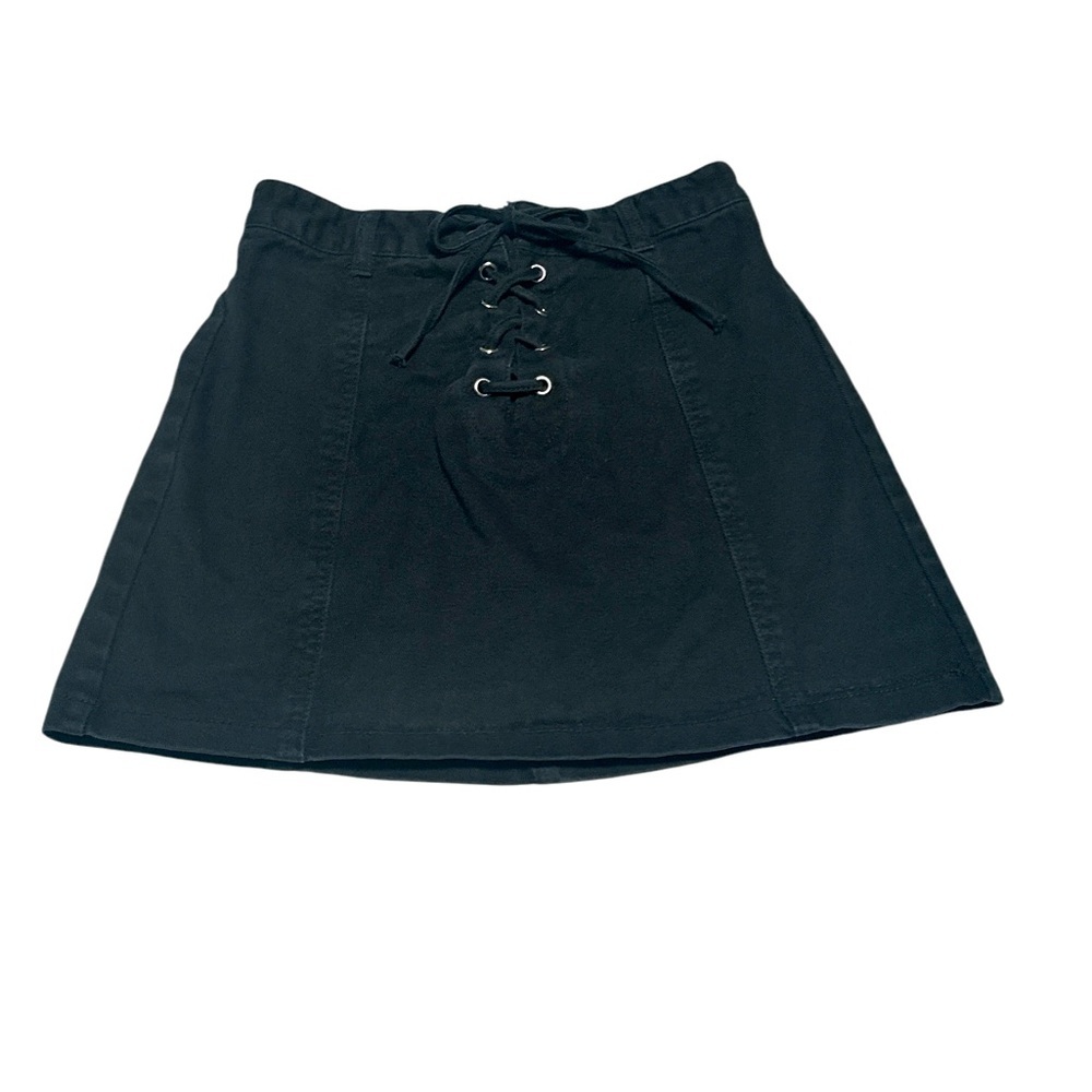 Forever 21 Lace-Up Black Denim Skirt
